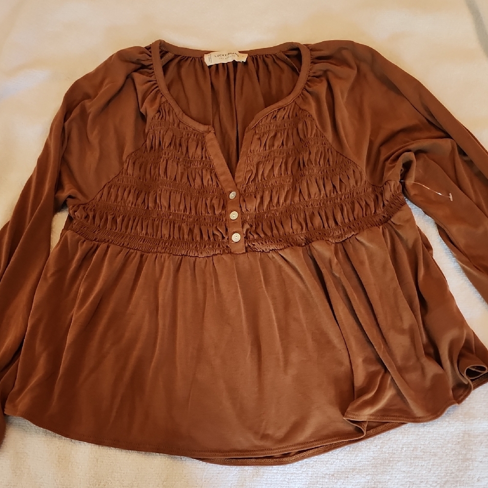 Lucky Brand Brown Button-Front Blouse